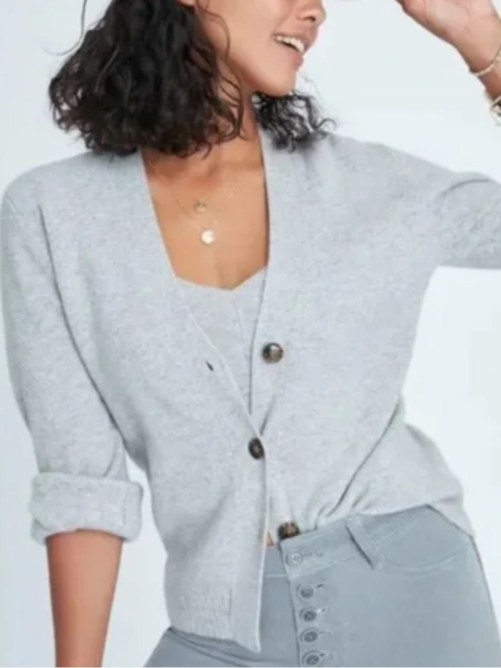 MAEVE ANTHROPOLOGIE WOMENS CASHMERE COLLECTION CARDIGAN SWEATER GRAY SMALL